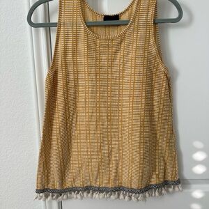 W5 Anthropologie Striped Sleeveless Top with Tassel Hem